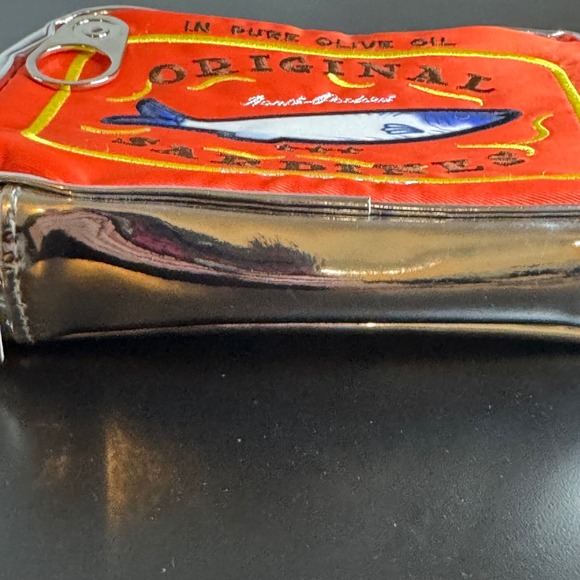 Viral Sardine Can Shiny Bag Embroidered Textured Cosmetic Pouch‎ Funky Unique - Picture 6 of 15